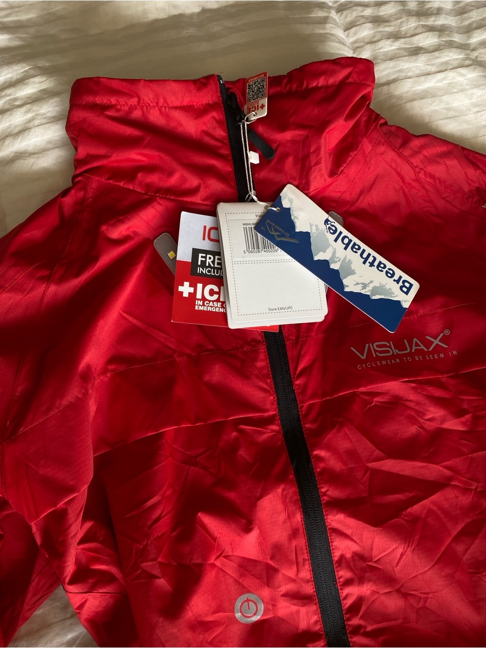 Visijax UK shop Red Reflective Cycling Jacket New High Visibility Waterproof - Picture 3 of 5